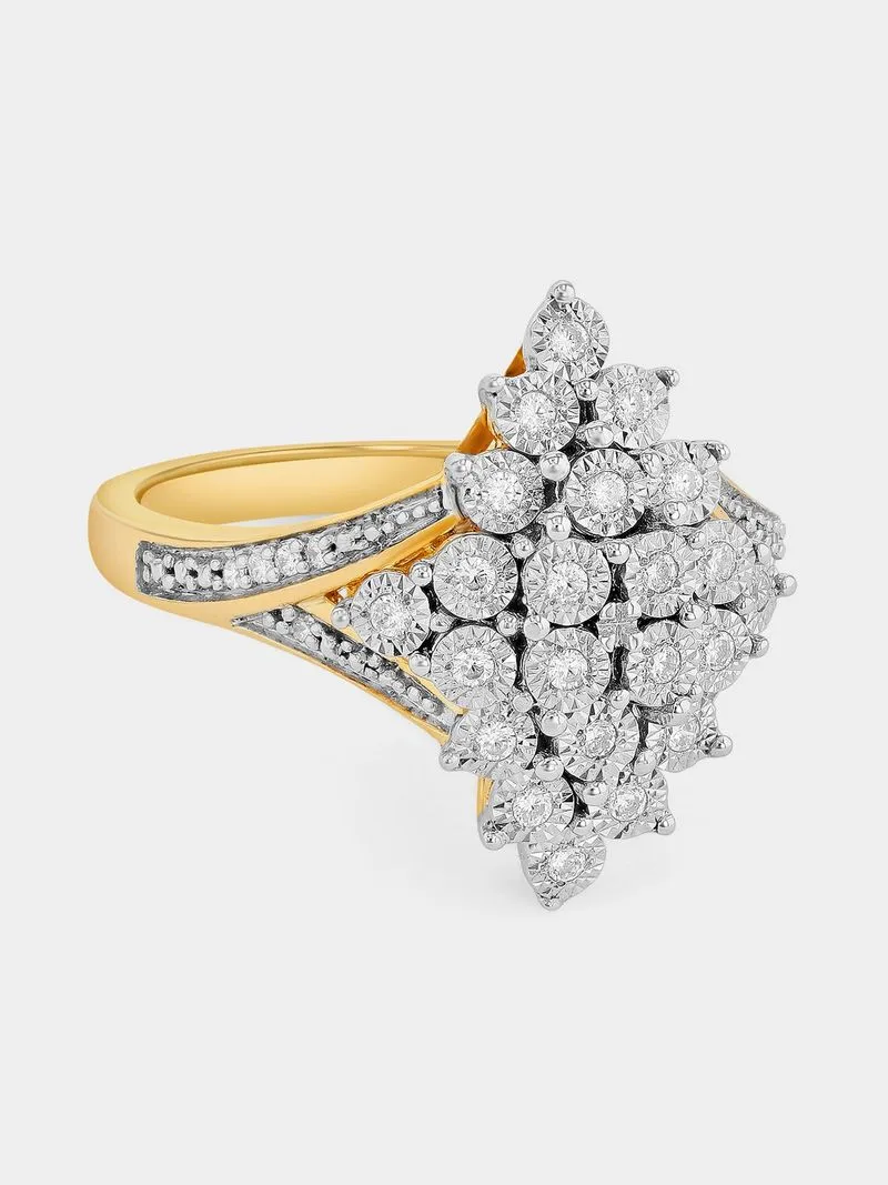 Yellow Gold 0.20ct Diamond Marquise Illusion Ring