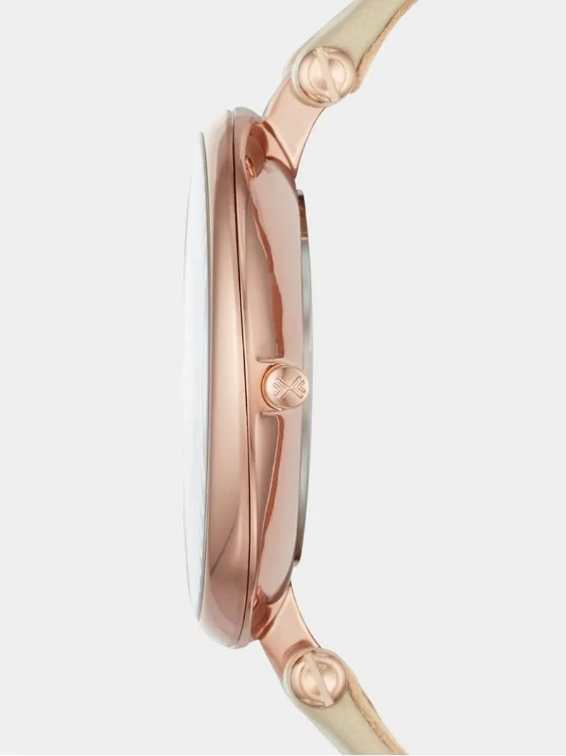 Skagen Women's Tanja Rose Gold Plated Stainless Steel & Beige Leather Watch