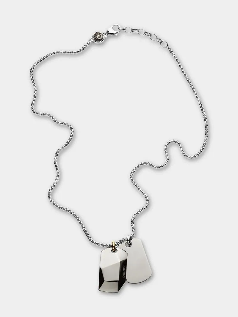 Diesel Gunmetal Plated Stainless Steel Double Dogtag Chain