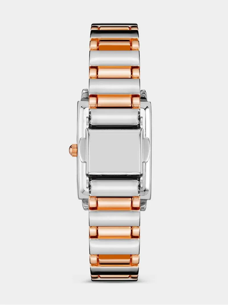 Anne Klein Rose & Silver Plated Rectangular Bracelet Watch