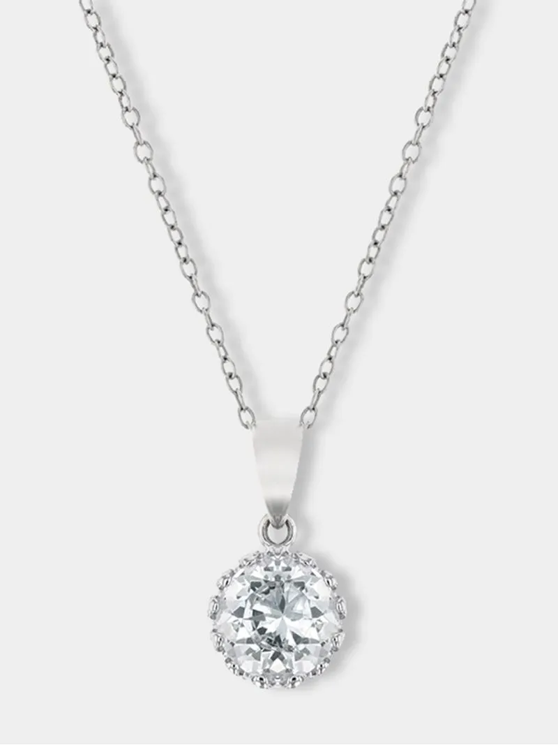 Cheté Sterling Silver & Cubic Zirconia Solitaire Pendant