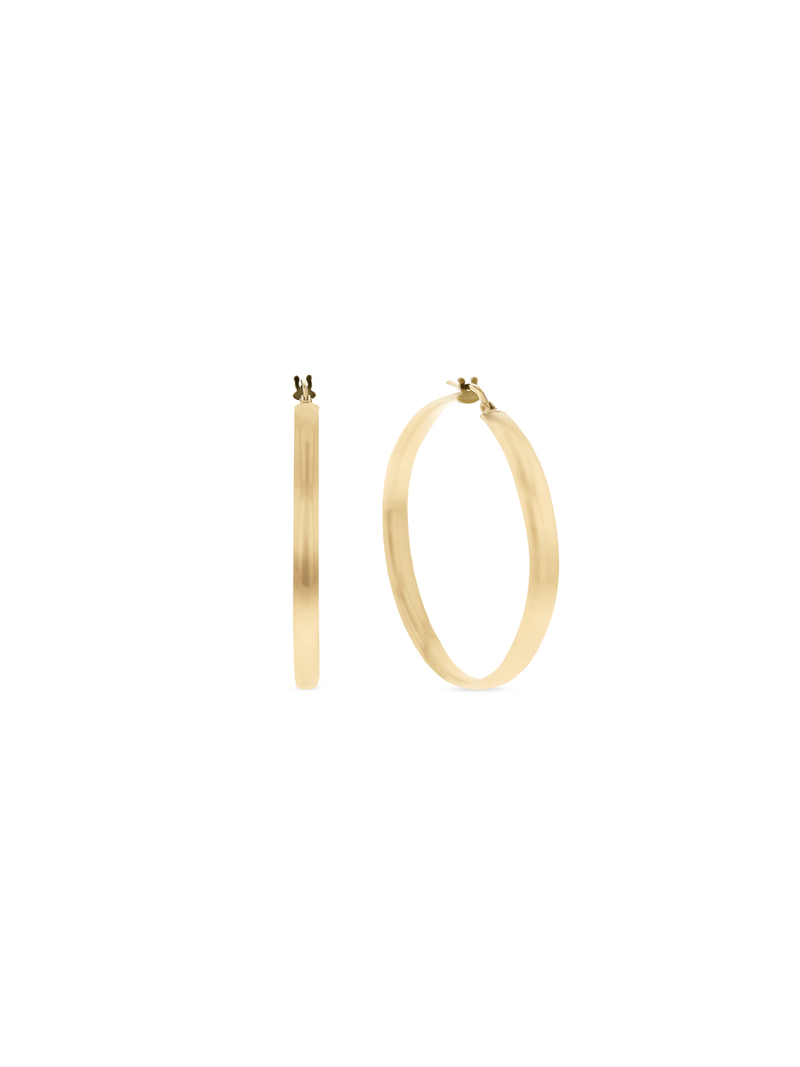 Yellow Gold & Sterling Sllver Diamond cut Hoop Earrings