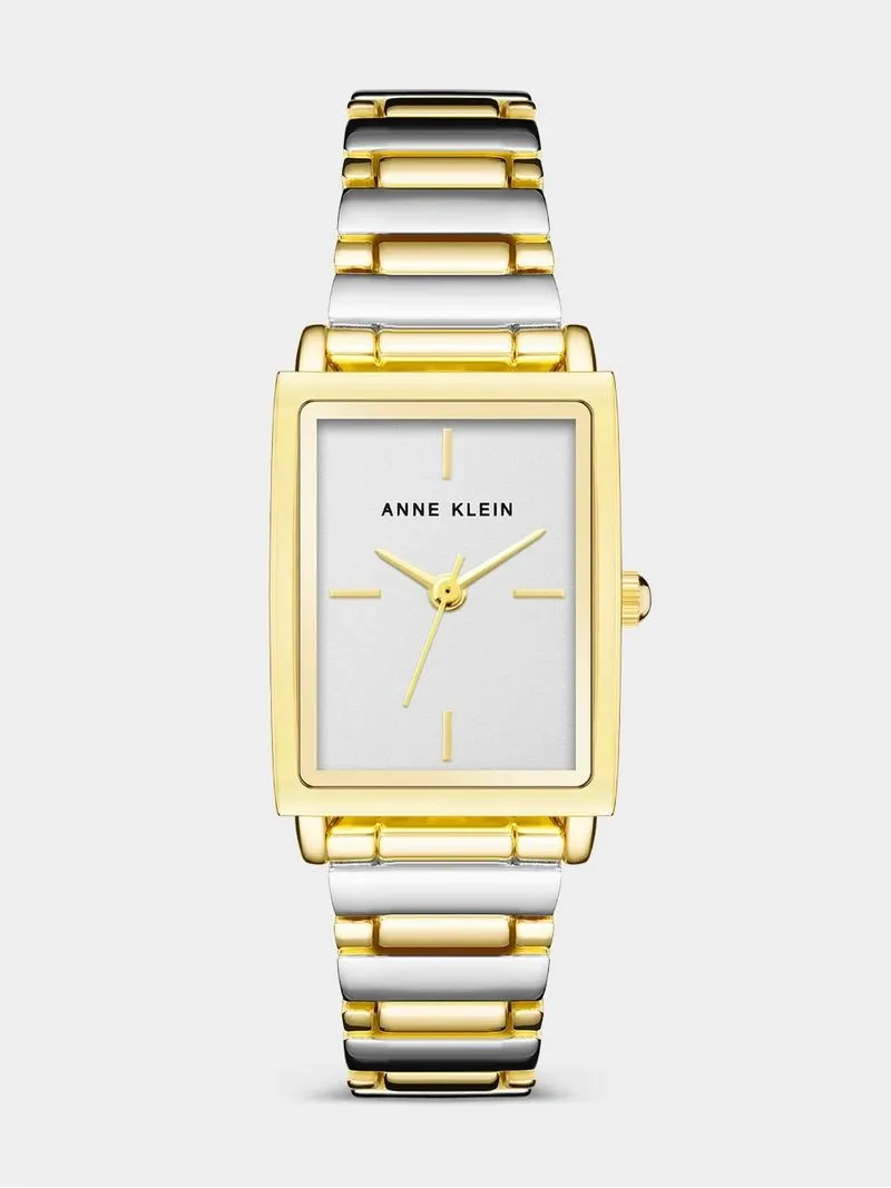 Anne Klein Gold & Silver Plated Rectangular Bracelet Watch