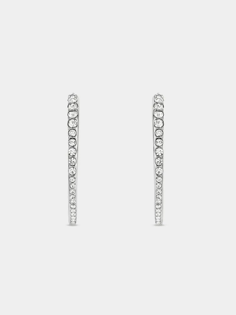 Tempo Jewellery Stainless Steel Cubic Zirconia Graduated Open Hoop Earrings