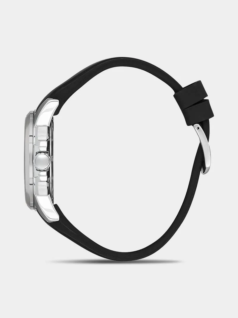 Daniel Klein Silver Plated Black Silicone Watch