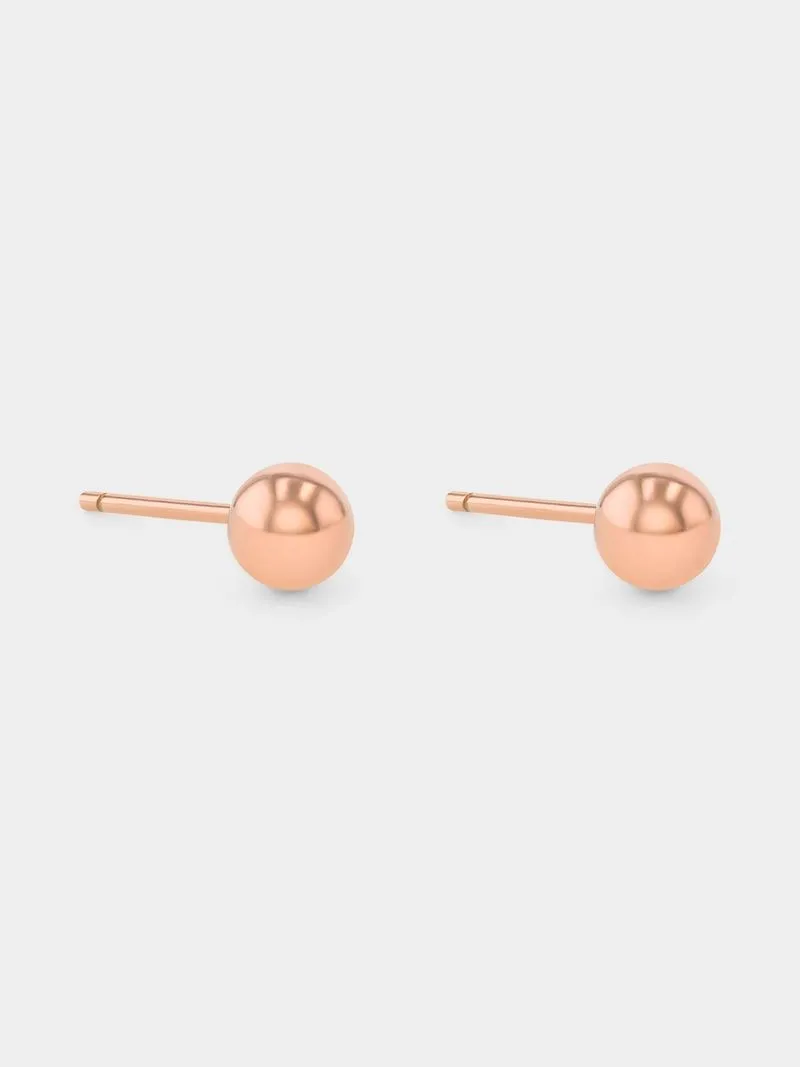 Rose Gold Plated Sterling Silver Ball Stud Earrings