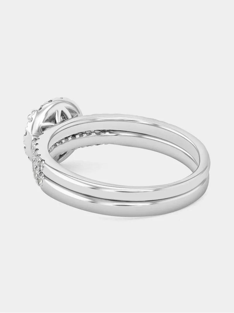 White Gold 1.3ct Lab Grown Diamond Round Halo Twinset Ring