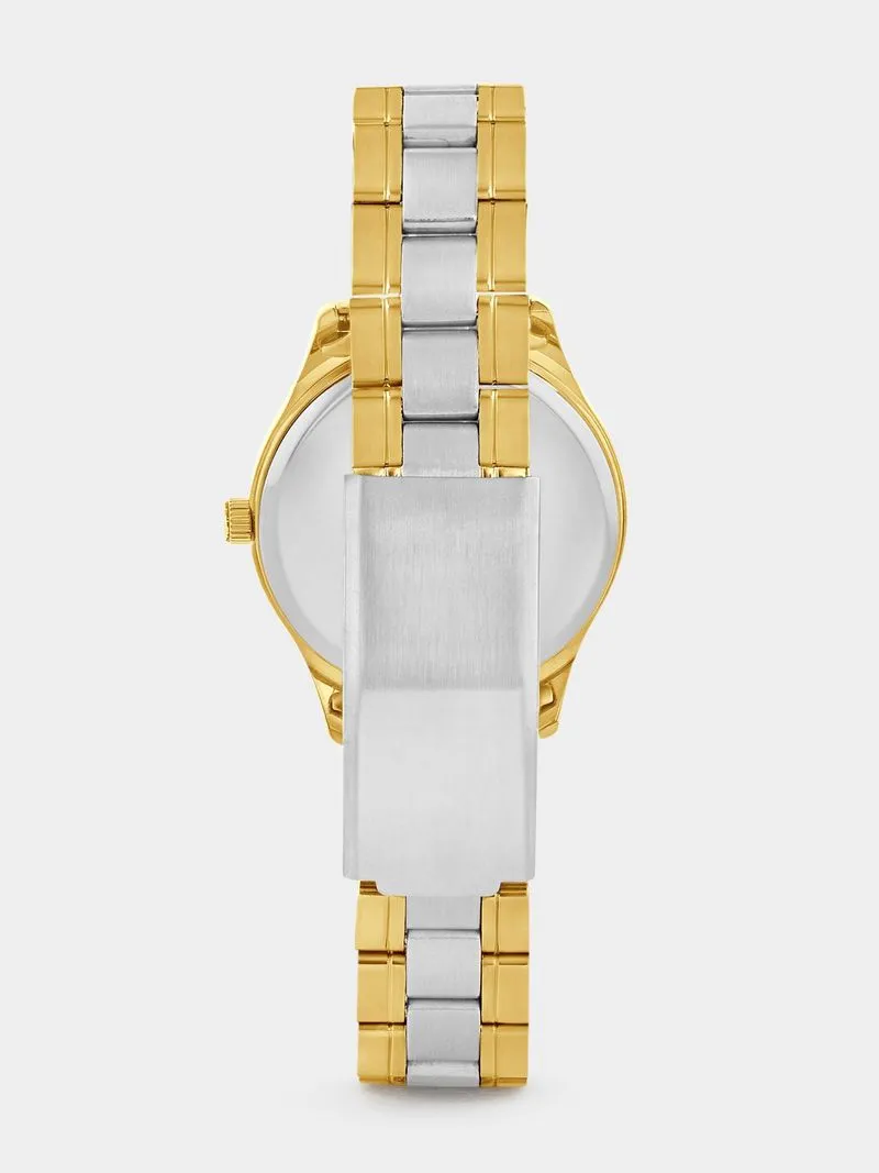 Tempo Gold Plated Silver Tone Dial Two-Tone Bracelet Watch
