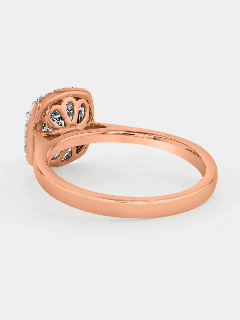 Rose Gold 0.50ct Diamond Women’s Cushion Halo Ring