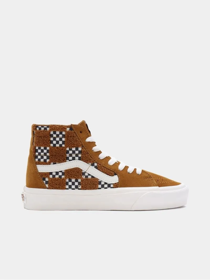 Vans Women's Tufted Sk8-Hi Tapered Check Brown Sneaker