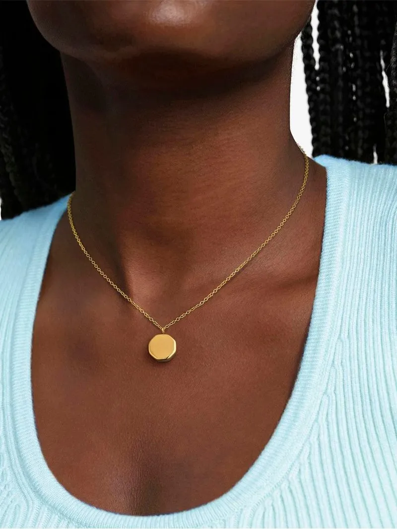 Stainless Steel 18ct Gold Plated Waterproof Honeycomb Pendant Necklace