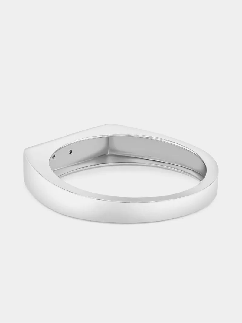 Sterling Silver Diamond Geometric Flat Top Ring