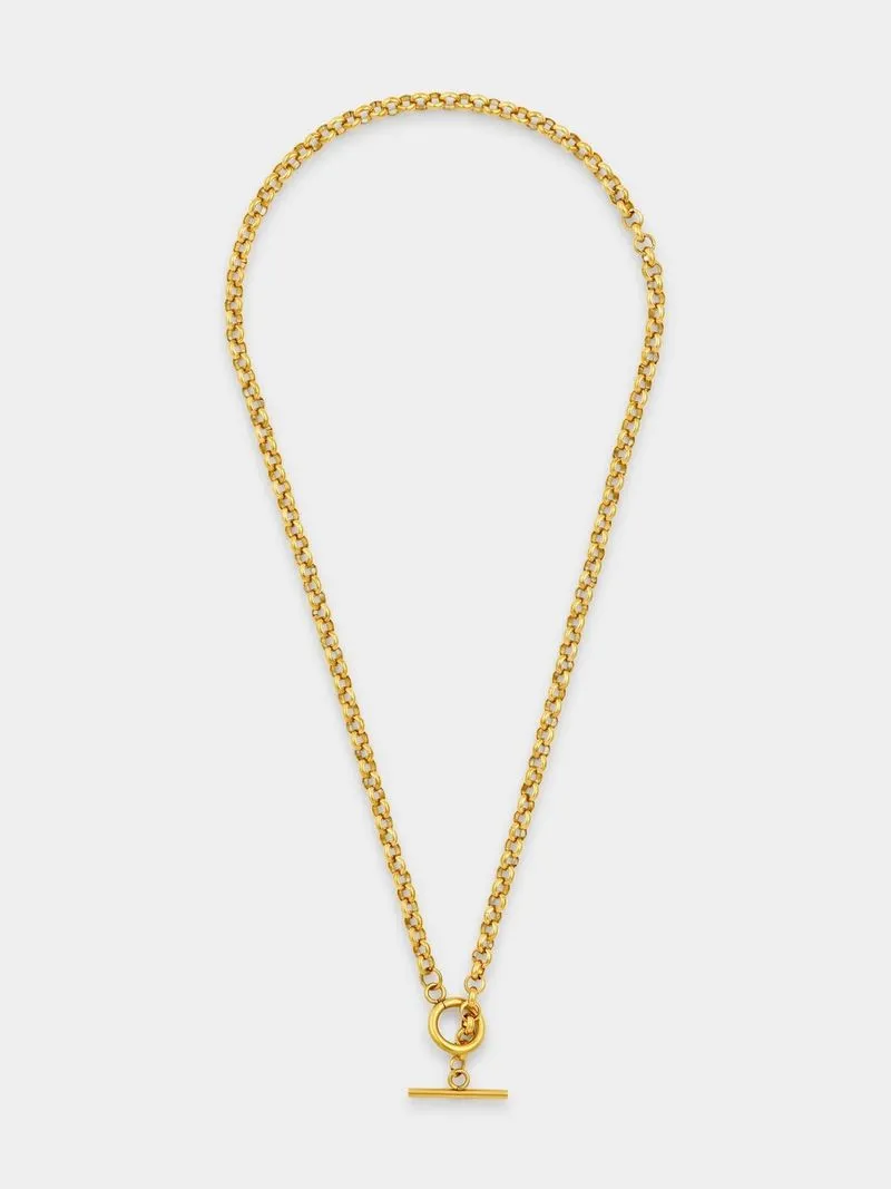 Tempo Jewellery Gold Plated Stainless Steel T-Bar Rolo Chain