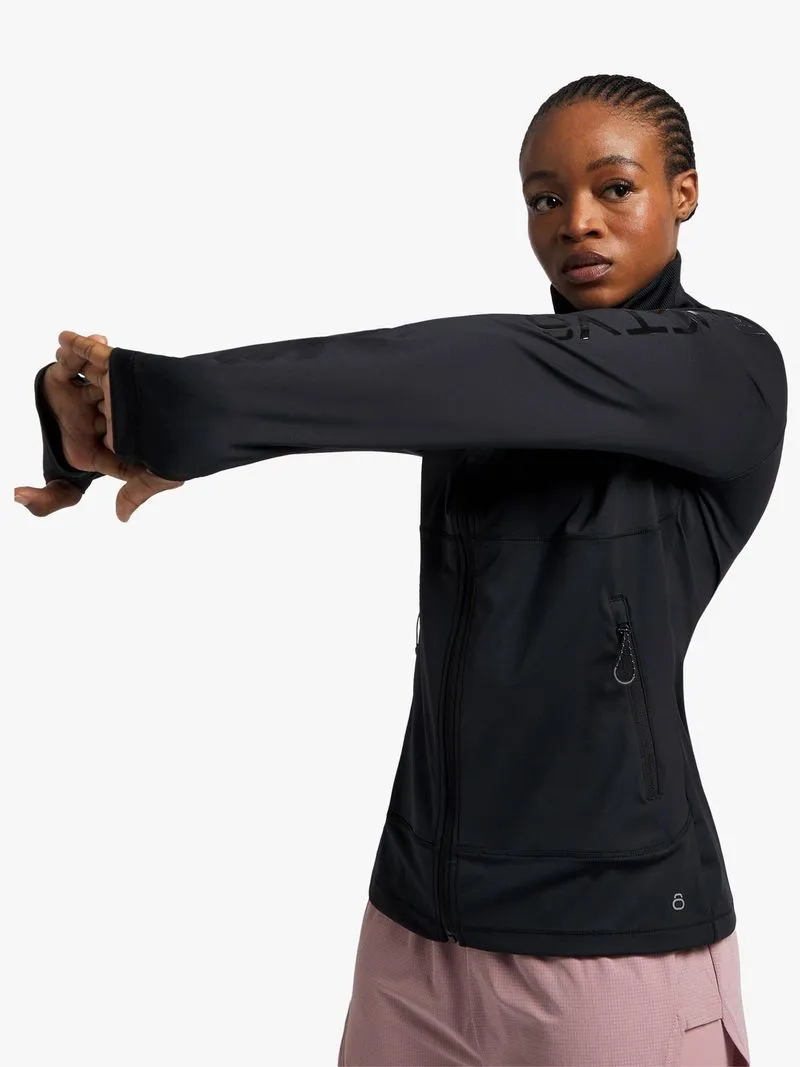 Womens TS - ACTV8 Podium Black Zip-Thru Run Jacket