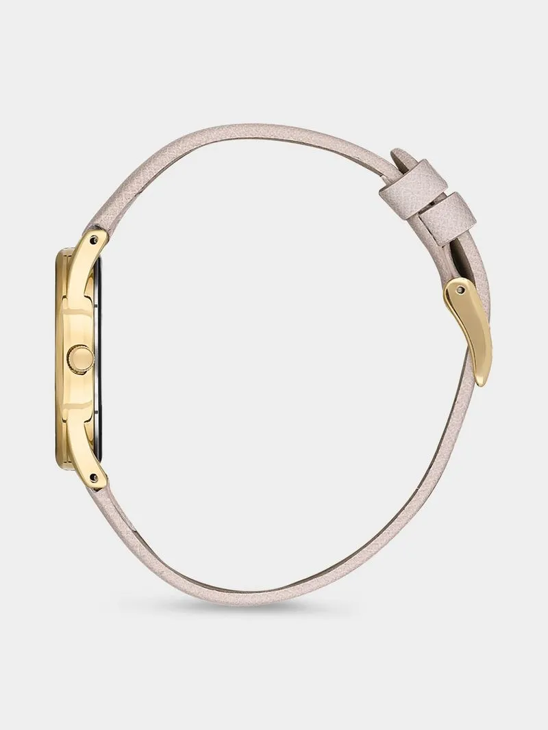 Daniel Klein Gold Plated Mother Of Pearl Dial Nude Leather Watch