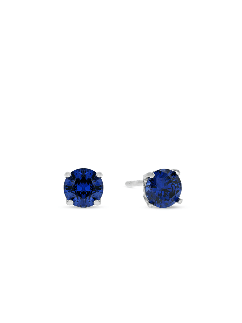 Classic Sterling Silver Purple Cubic Zirconia Stud Earrings
