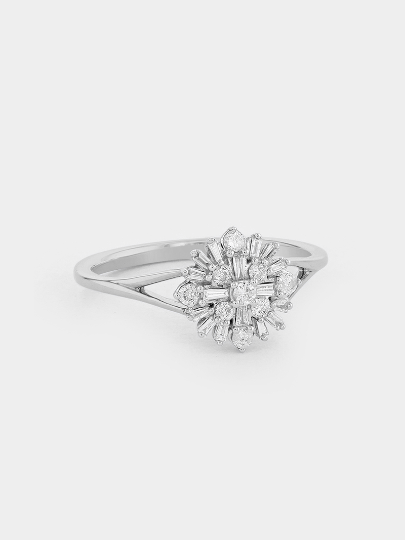 White Gold 0.25ct Diamond Women’s Snowflake Cluster Ring