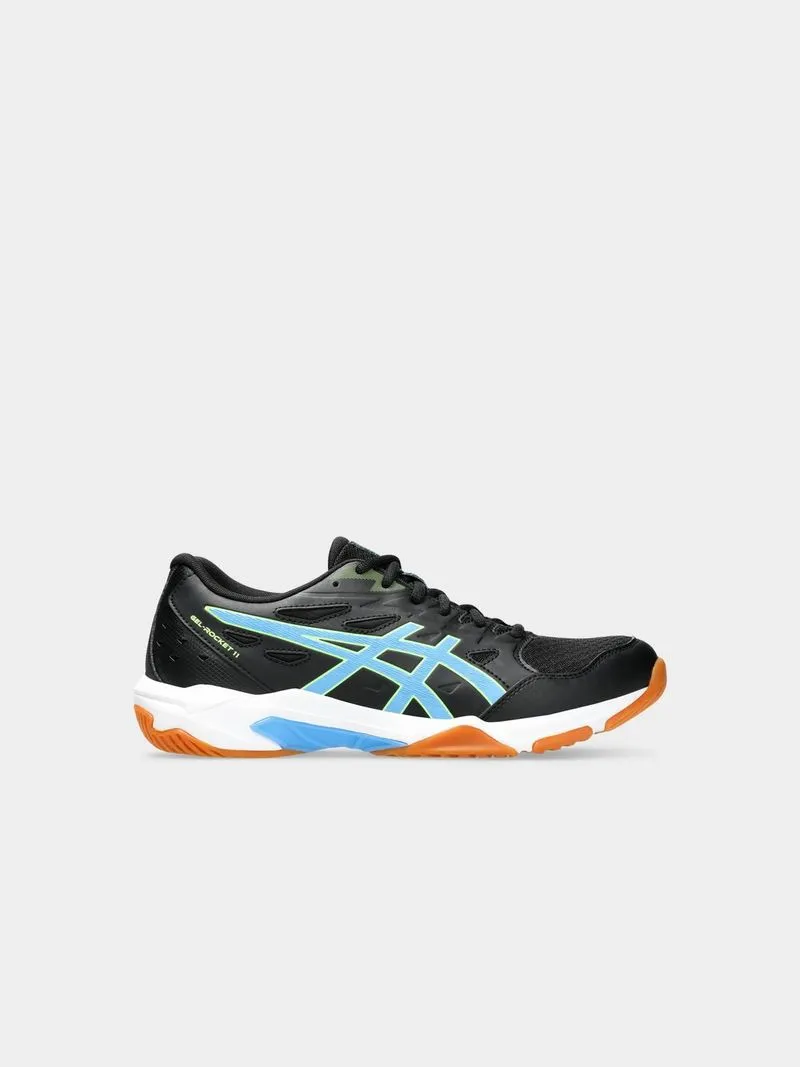 Mens Asics Gel-Rocket 11 Black/Light Blue Court Shoes