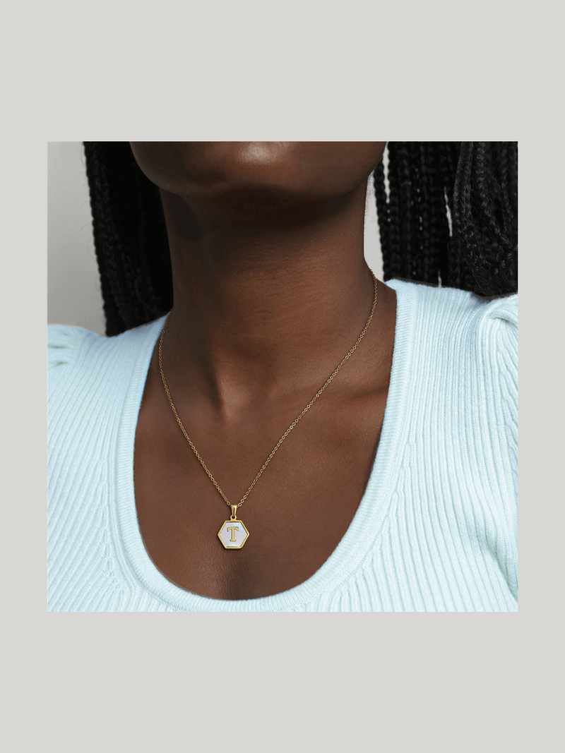 Stainless Steel 18ct Gold Plated Waterproof Initial T Pendant