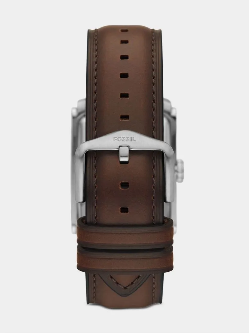 Fossil Carraway Stainless Steel Brown Leather Watch