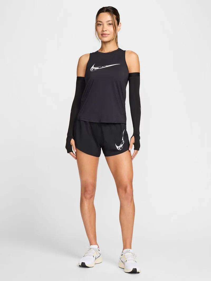 Womens Nike One Dri-FIT Mid-Rise Brief-Lined Graphic Black Shorts