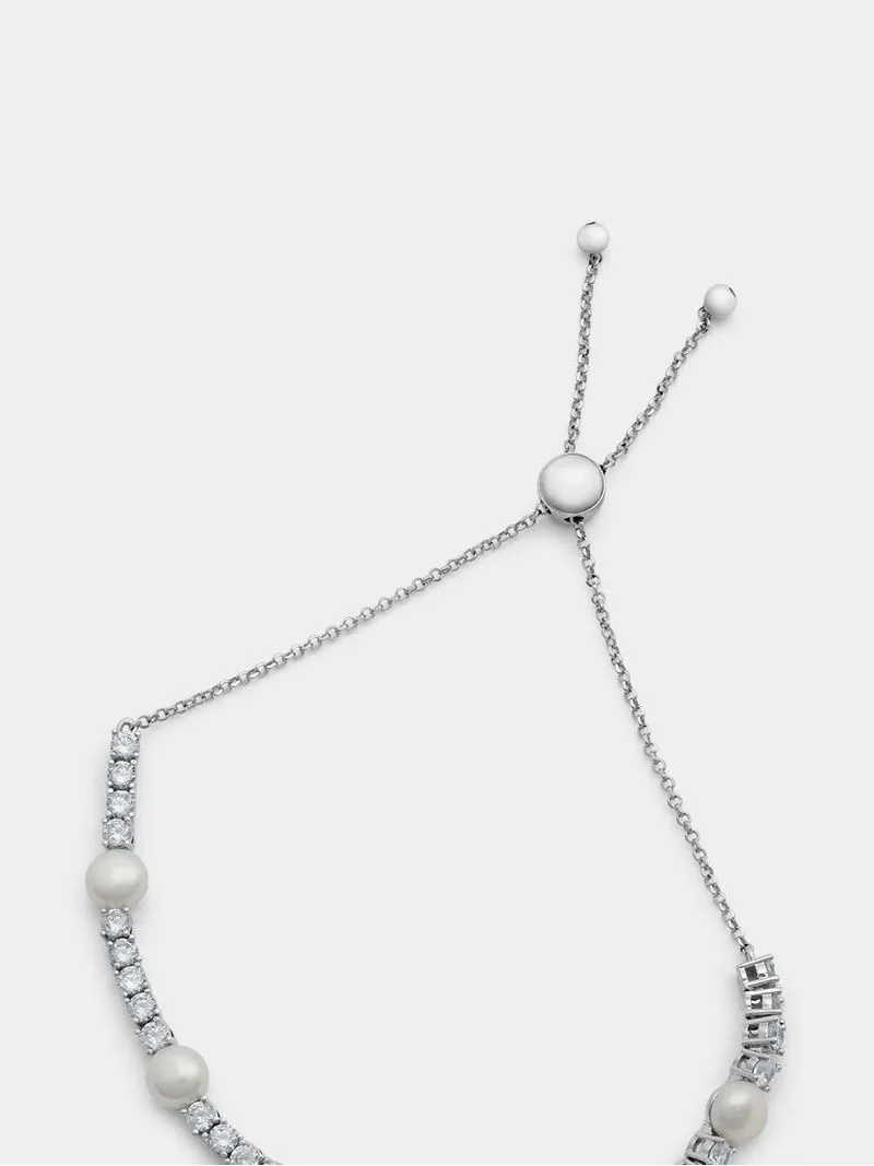 Cheté Sterling Silver Pearl & Cubic Zirconia Women’s Friendship Bracelet
