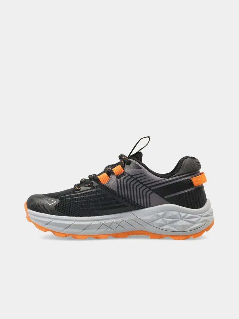 Junior Grade School Hi-Tec Fuse Trail Black/Orange Low Trail Running Shoes
