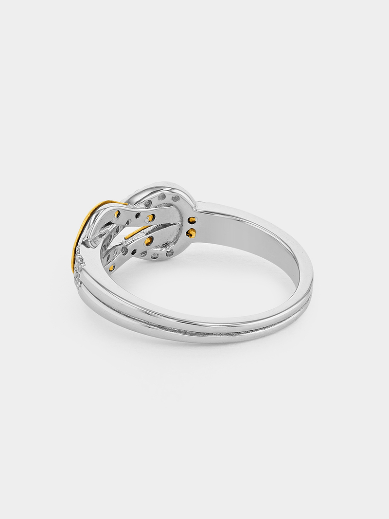 Yellow Gold & Sterling Silver, Cubic Zirconia Love Knot Promise Ring