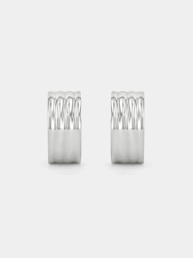 Tempo Jewellery Stainless Steel Bold Stripe Huggie Earrings