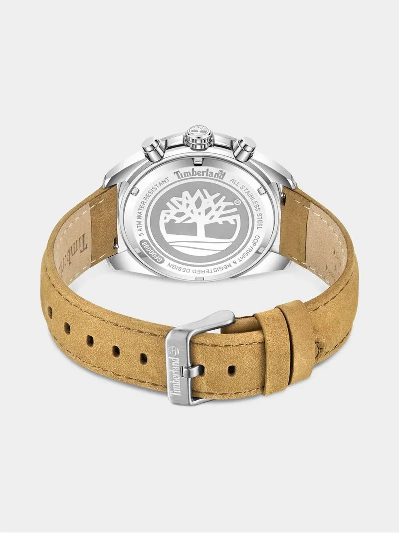 Timberland Carrigan Stainless Steel Beige Dial Tan Leather Chronograph Watch