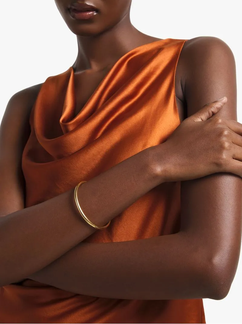 Stainless Steel 18ct Gold Plated Waterproof Hinged Bangle
