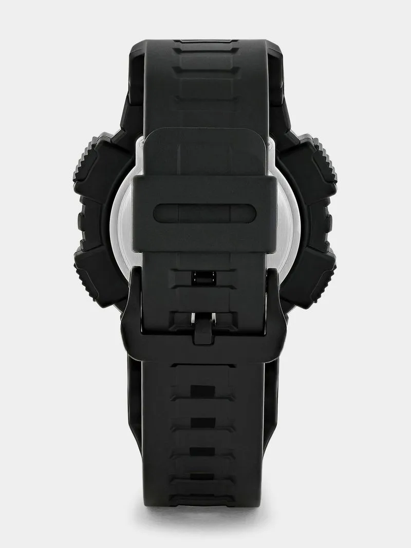 Casio Men's Black & Gold Anadigi Silicone Watch