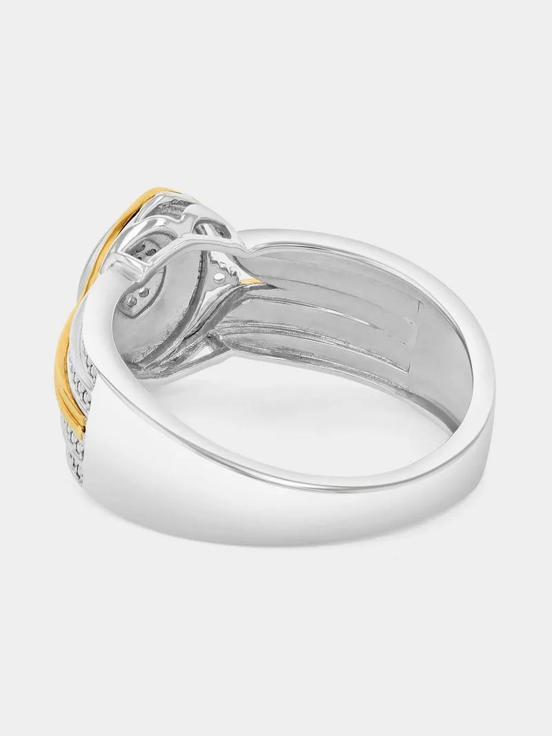 Yellow Gold & Sterling Silver Diamond & Created Sapphire Marquise Ring