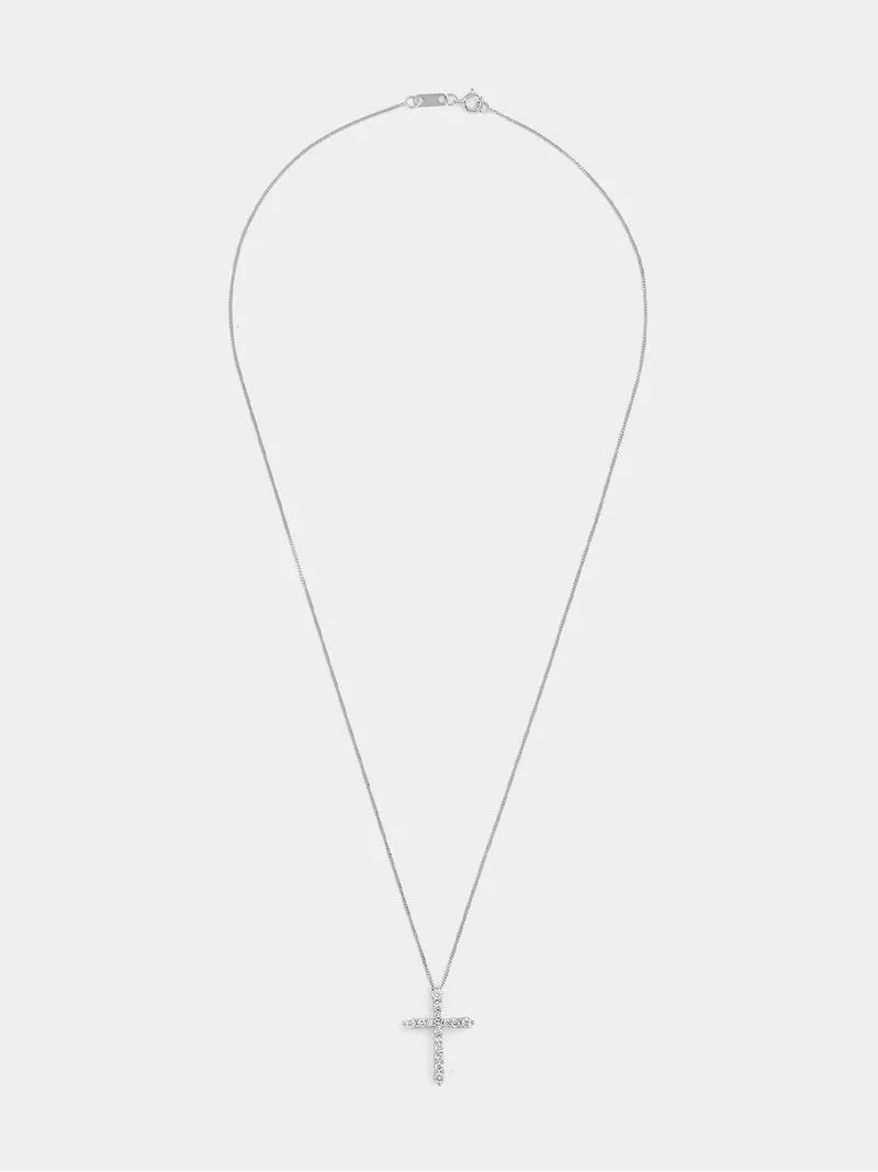 White Gold 0.5ct Lab Grown Diamond Women’s Cross Pendant