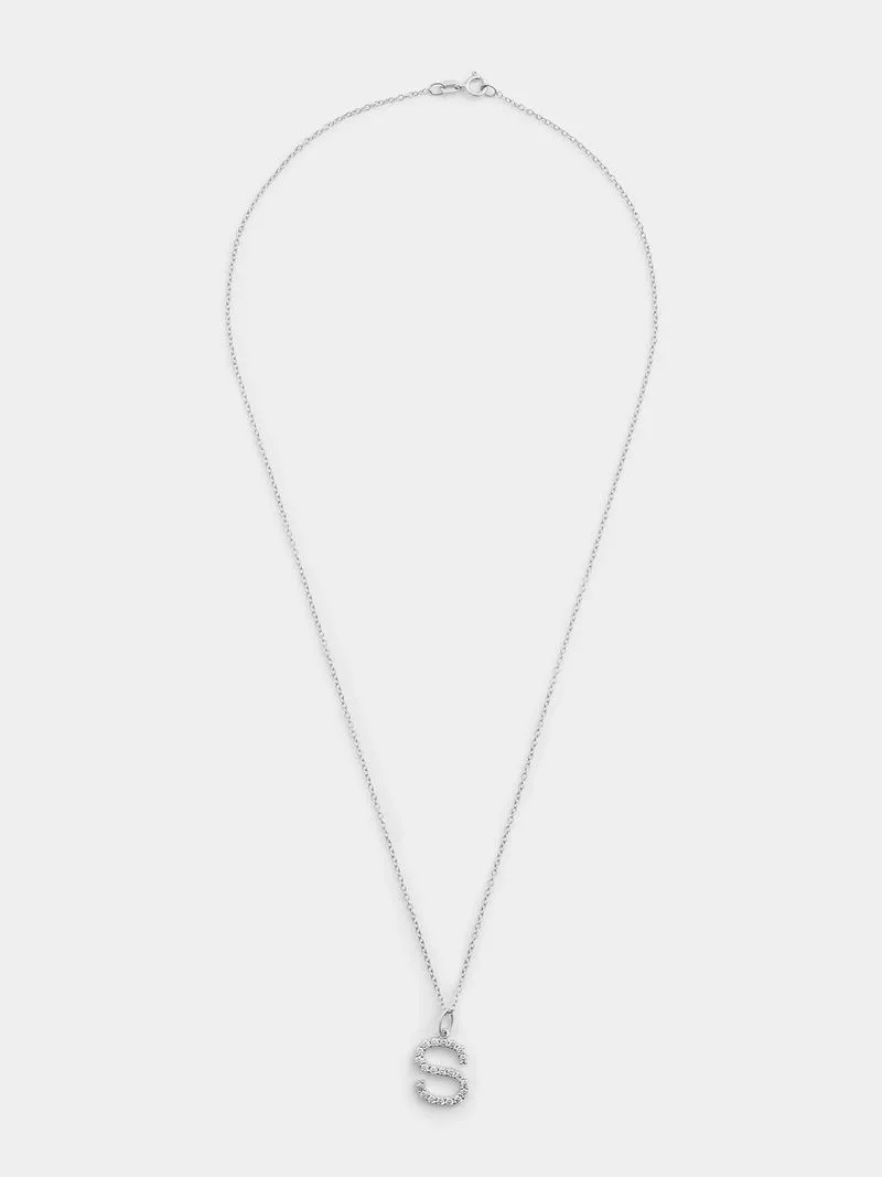 Cheté Sterling Silver Cubic Zirconia “S” Initial Pendant
