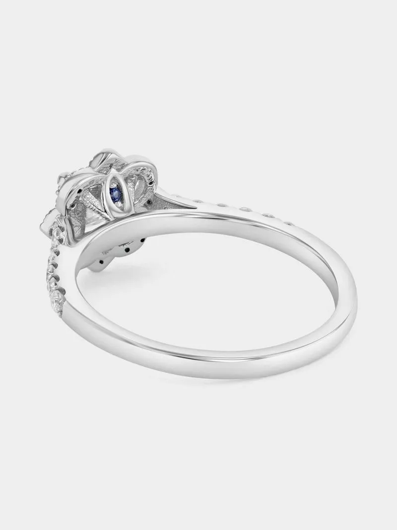 Sterling Silver Moissanite Princess Halo Ring