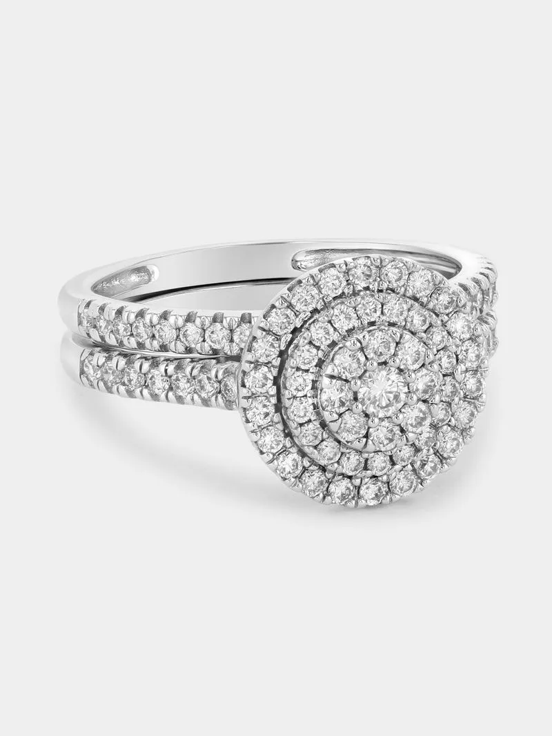 White Gold 0.7ct Lab Grown Diamond Round Halo Twinset Ring