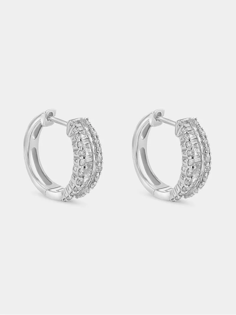 White Gold 0.50ct Diamond Women’s Channel Huggie Earrings