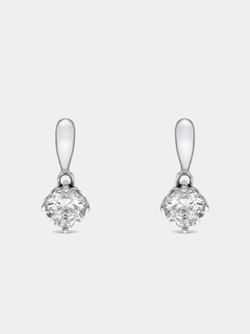 Sterling Silver & Cubic Zirconia Solitaire Women's Drop Earrings