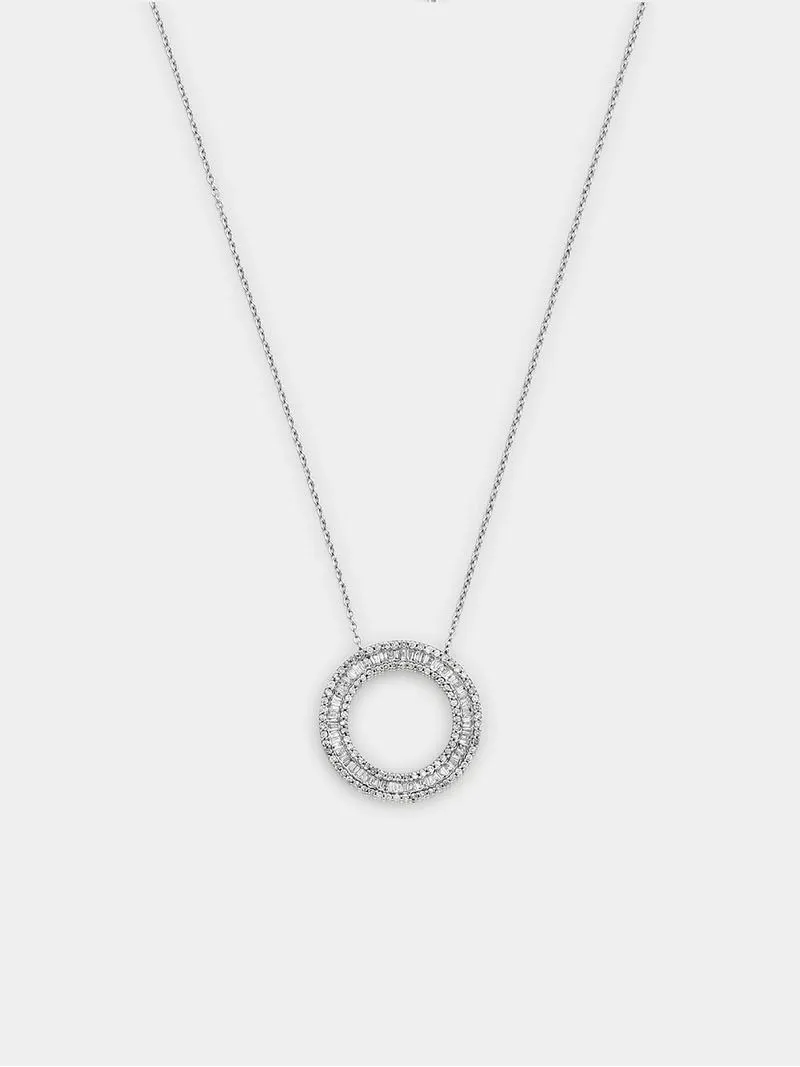 White Gold 0.50ct Diamond Women’s Channel Circle Pendant