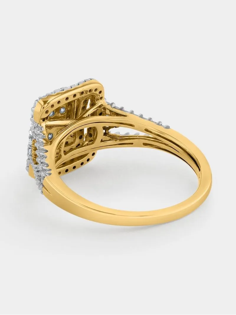 Yellow Gold 0.50ct Diamond Women’s Radiant Rectangle Ring