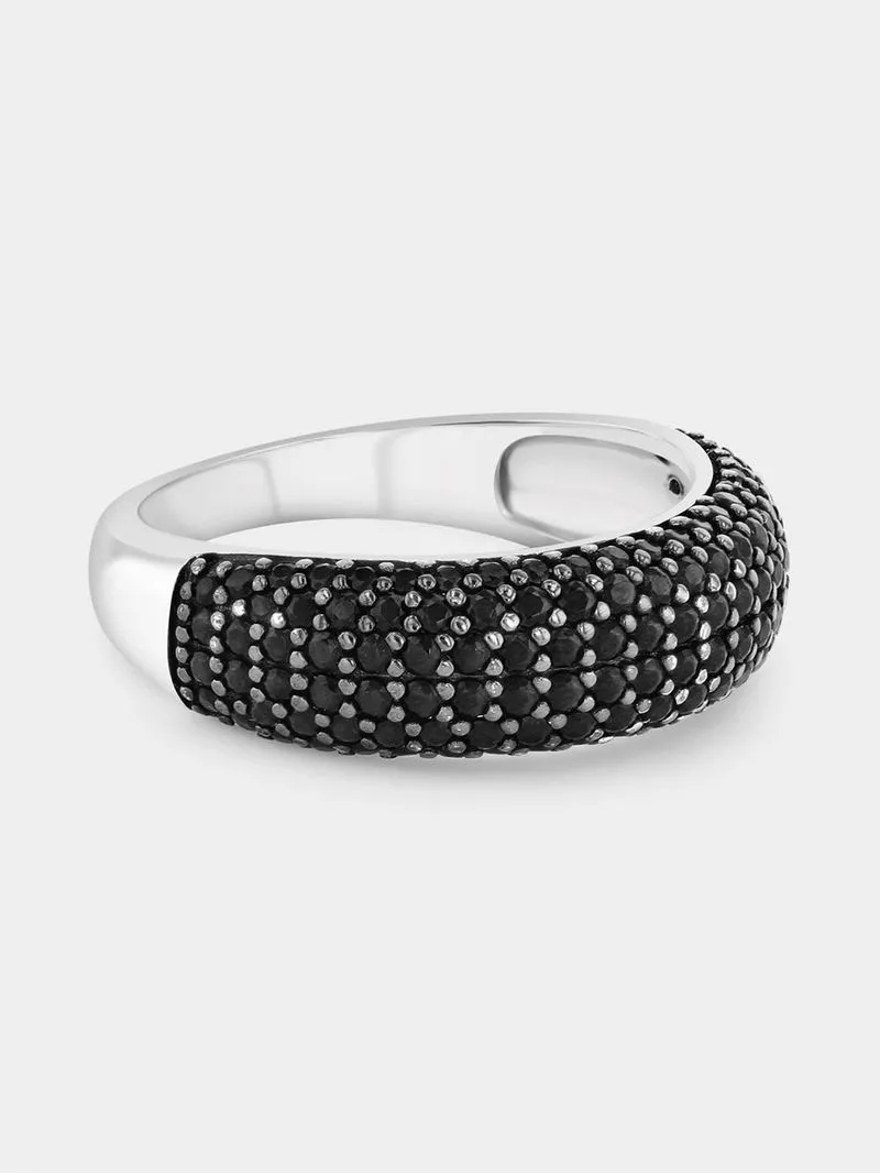 Sterling Silver Black Cubic Zirconia Pavé Anniversary Ring