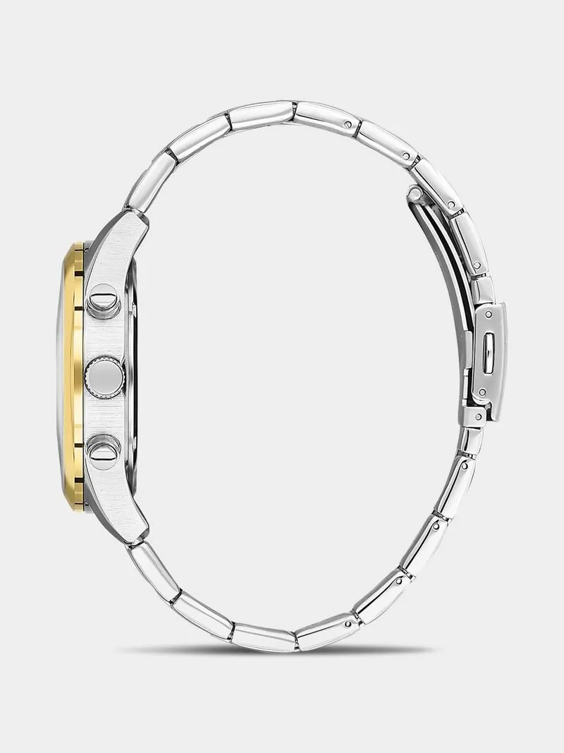 Daniel Klein Gold Plated Two-Tone Chronographic Stainless Steel Bracelet Watch