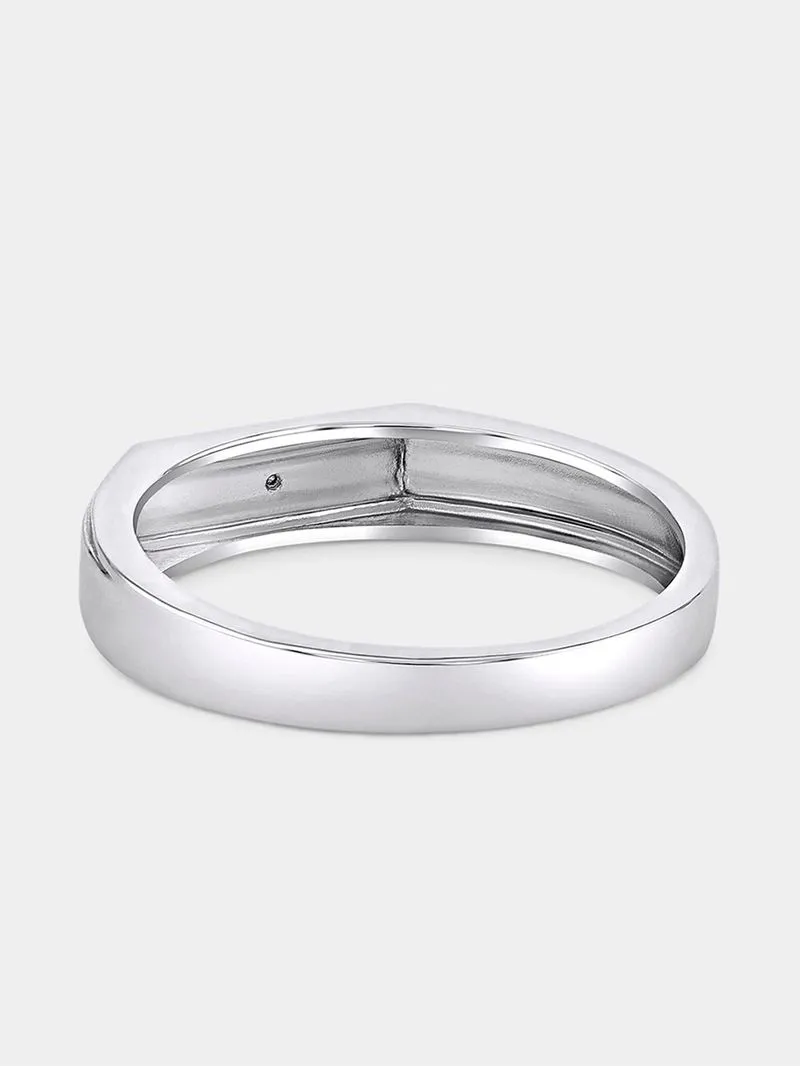 Sterling Silver Diamond Square Top Rectangle Ring