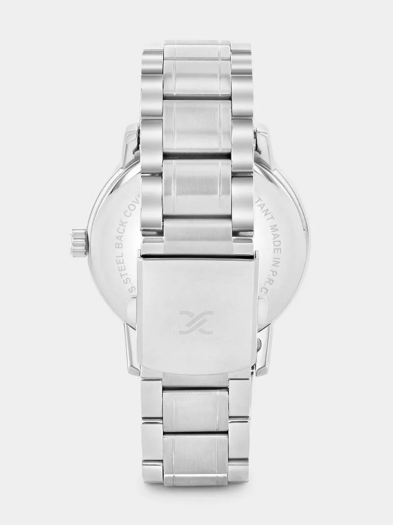 Daniel Klein Silver Plated Black Dial Stainless Steel Bracelet Watch