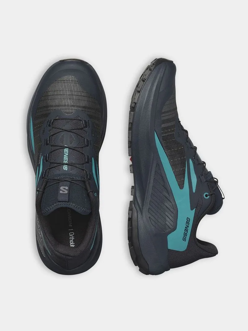 Mens Salomon Genesis Dark Grey/Blue Trail Running Shoes