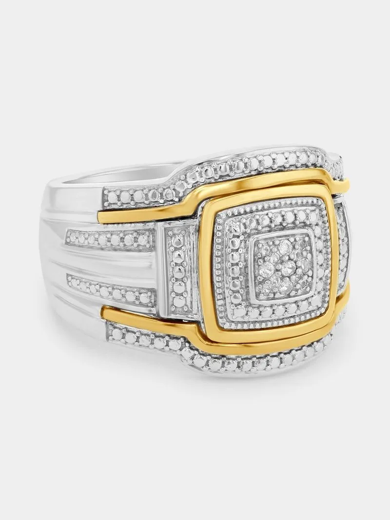 Yellow Gold & Sterling Silver Diamond Cushion Opulence Ring