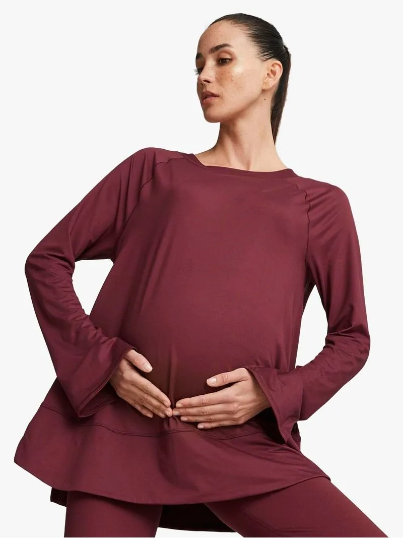 Womens Puma Maternity Studio Bell Sleeve Burgundy Top