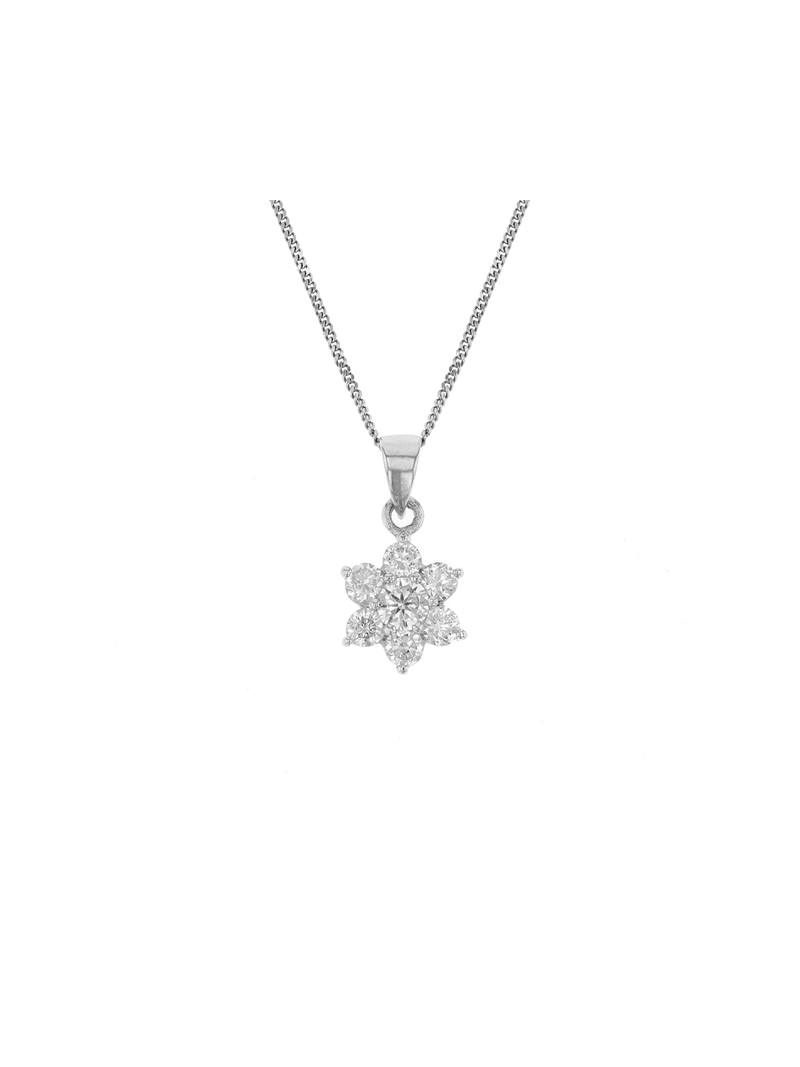Miss Swiss Sterling Silver Cubic Zirconia Flower Petite Pendant Necklace