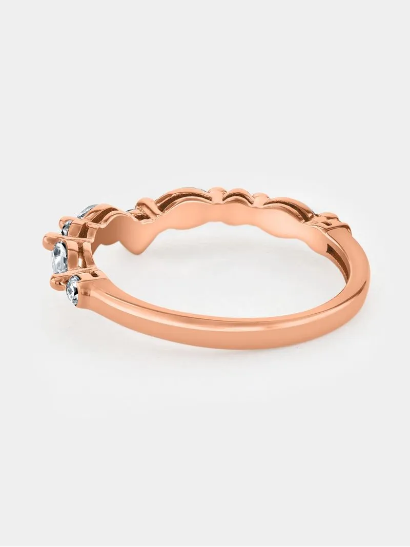 Rose Gold Moissanite Round & Marquise Women’s Ring